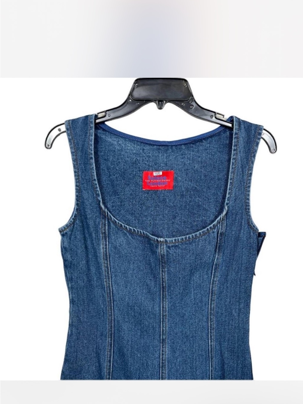 Solace London Lewis Blue Denim High-Low A-Line Dress Sz 4 - Picture 6 of 8